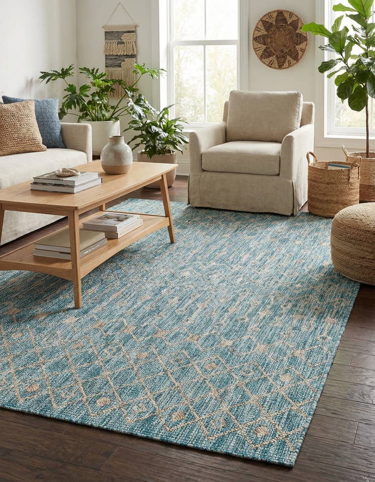 Detail image of 5' 3 x 8' Washable Lattice Indoor / Outdoor Rug