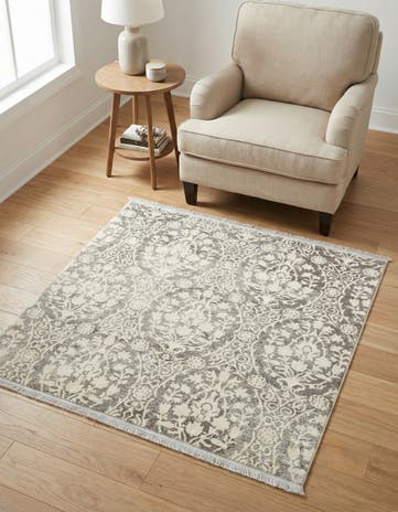 Light Gray Modern Classical Square Rug