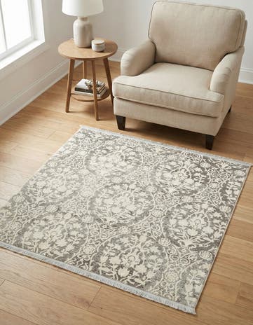 Light Gray New Vintage Square Rug