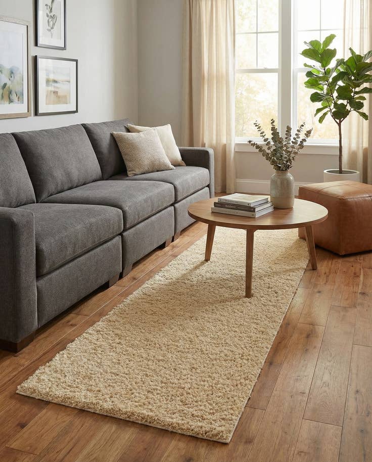 Detail image of 2' 7 x 10' Solid Shag Runner Rug