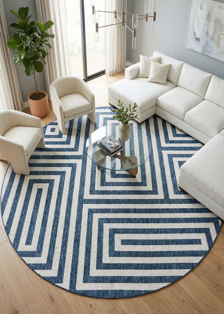 13' x 13' Easy-Clean Modern Indoor / Outdoor Round Rug