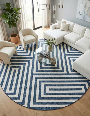 13' x 13' Easy-Clean Modern Indoor / Outdoor Round Rug