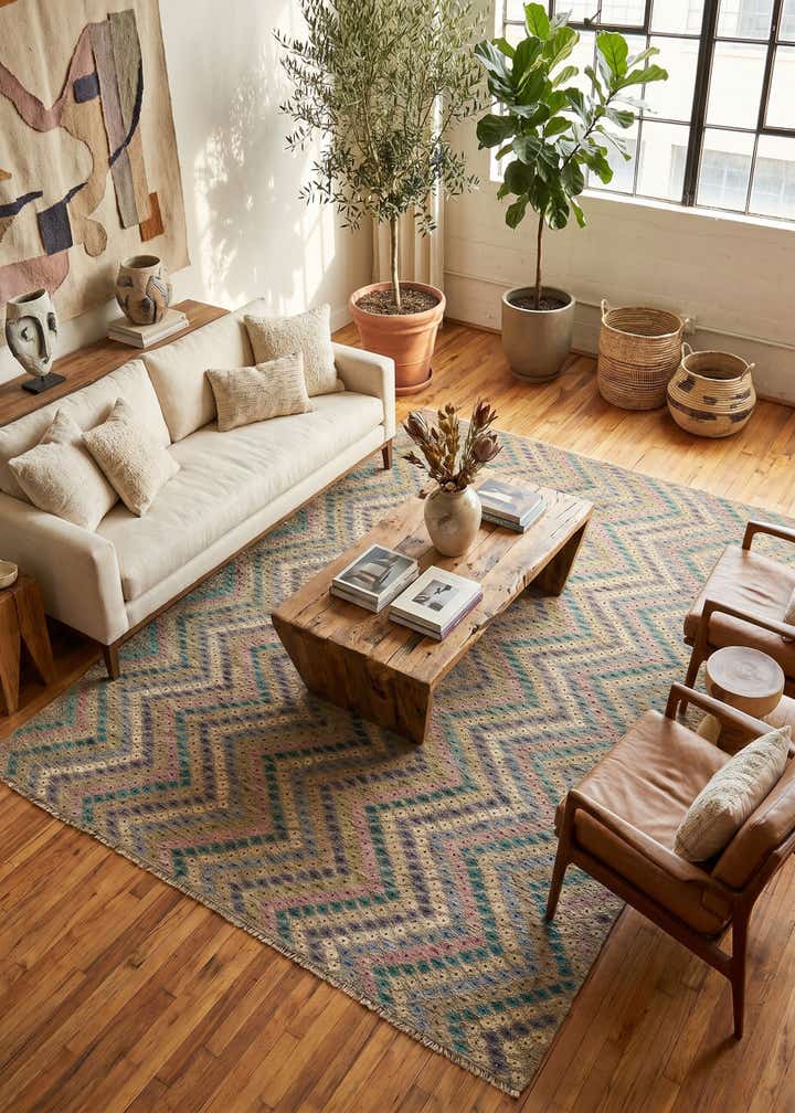 9' x 11' 6 Hand Woven Kilim Modern Wool Rug