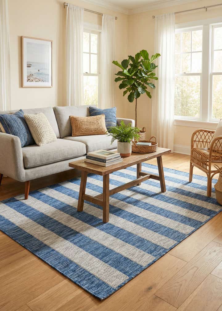 5' 3 x 8' Easy-Clean Ribbon Indoor / Outdoor Rug
