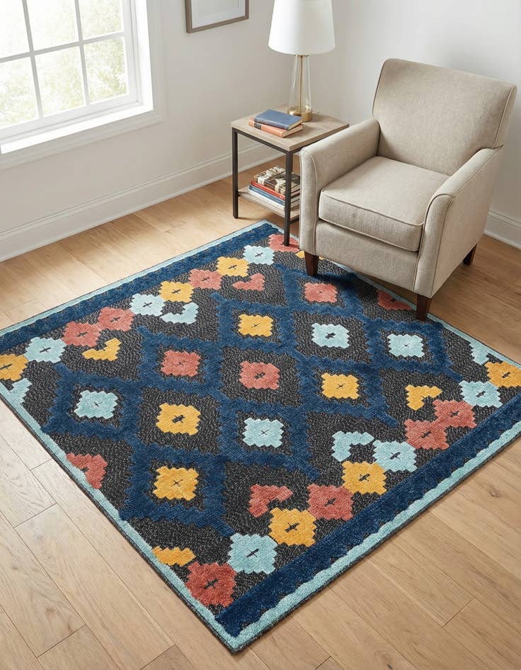 Detail image of 5' 3 x 5' 3  Washable Belize Indoor / Outdoor Square Rug