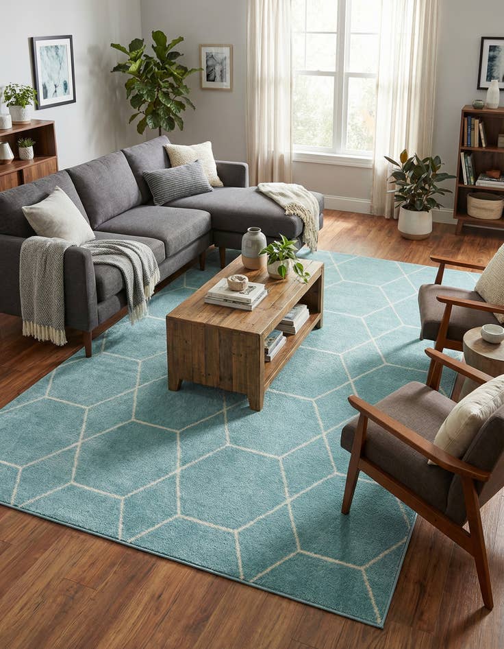 Detail image of 10' x 14' Lattice Frieze Rug