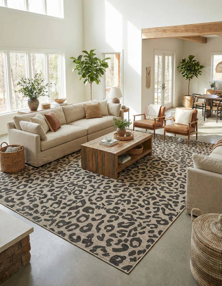 Detail image of 12' x 12'  Washable Safari Indoor / Outdoor Square Rug
