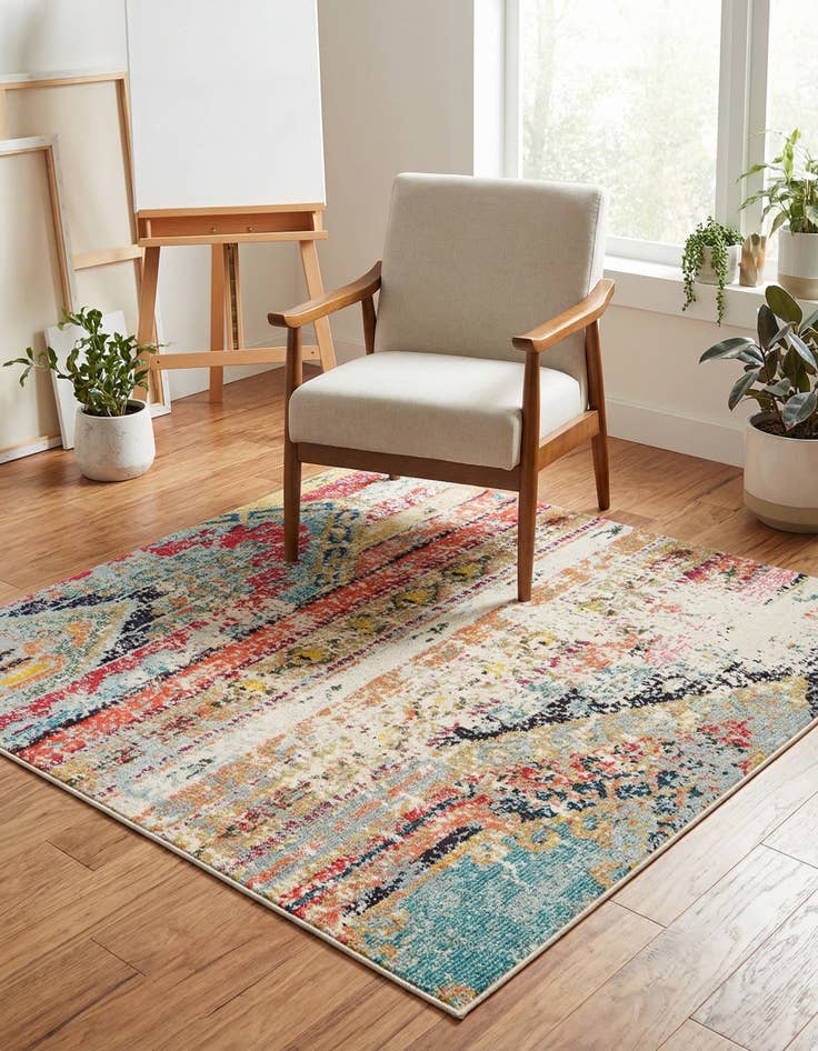 Detail image of 4' x 4' Washable Mesa Square Rug