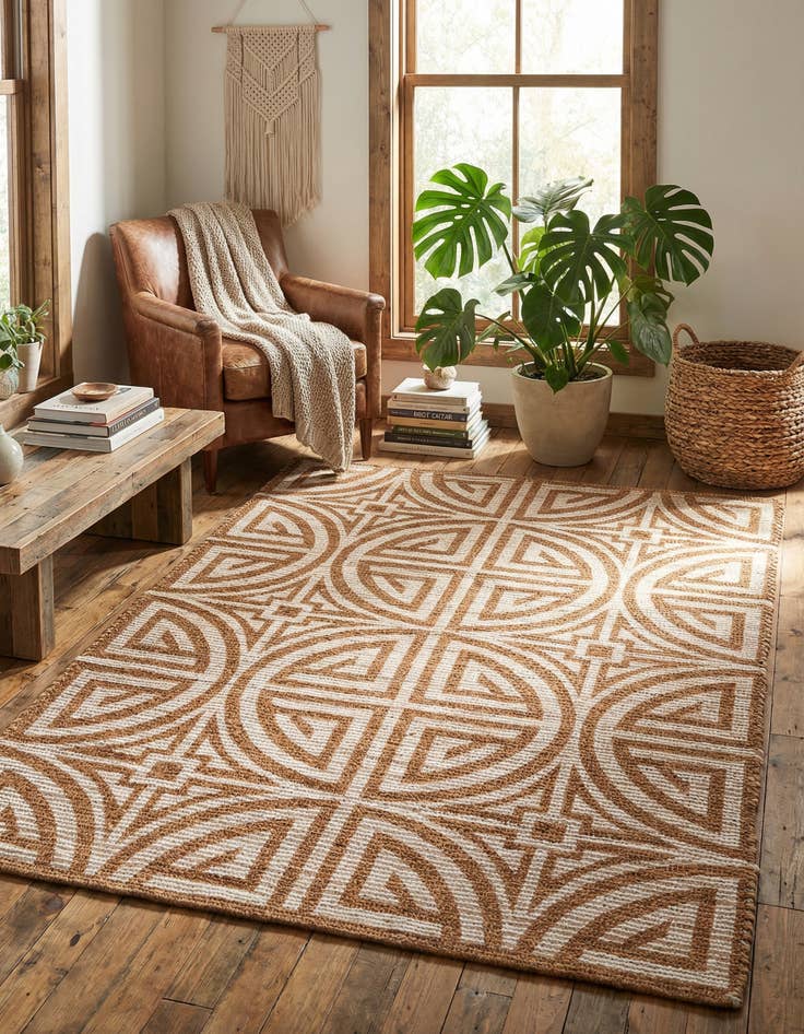 Detail image of  4' 1 x 6' 1  Hand Woven Chenille Jute Rug