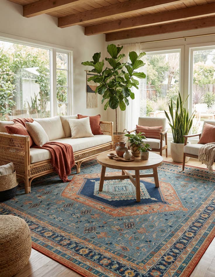 Detail image of 10' x 10'  Washable Baja Indoor / Outdoor Square Rug