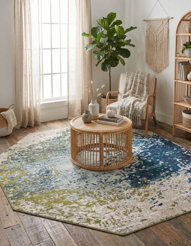 Detail image of 8' x 8'  Washable Casablanca Octagon Rug