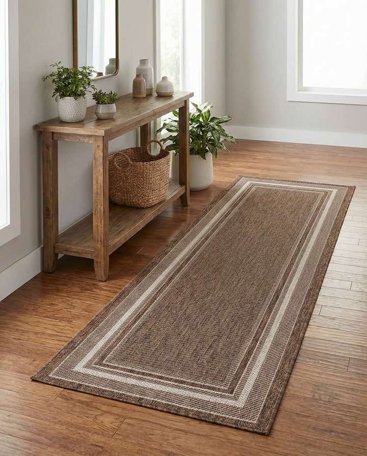 2' x 6' Easy-Clean Border Indoor / Outdoor Runner Rug
