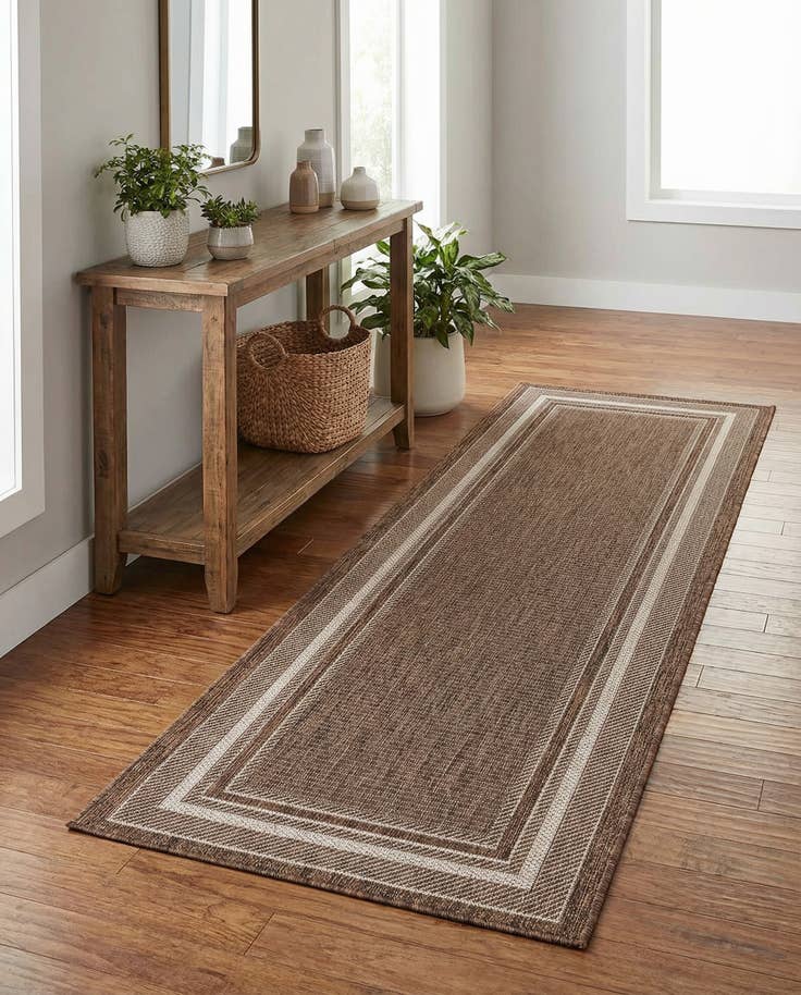 Detail image of 2' x 6' Easy-Clean Border Indoor / Outdoor Runner Rug