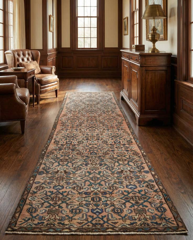 Detail image of 2' 10 x 9' 2 Hand Knotted Hamedan Persian Wool Square Rug