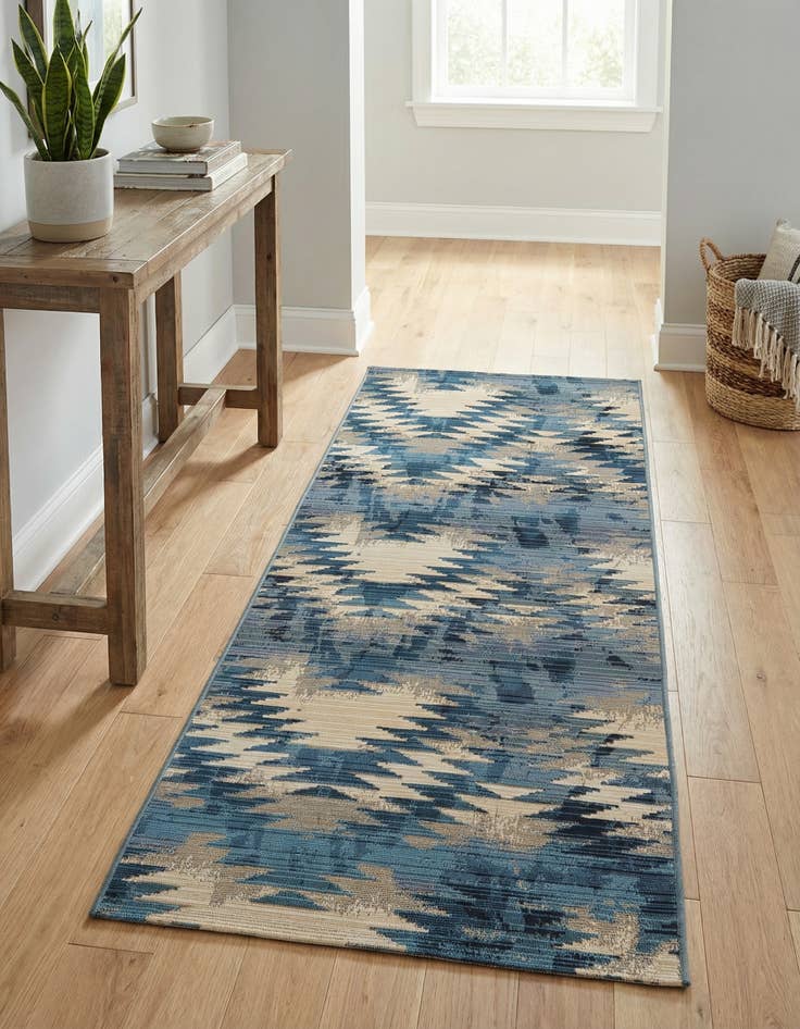 Detail image of 2' 7 x 5' 3  Washable Modern Indoor / Outdoor Runner Rug