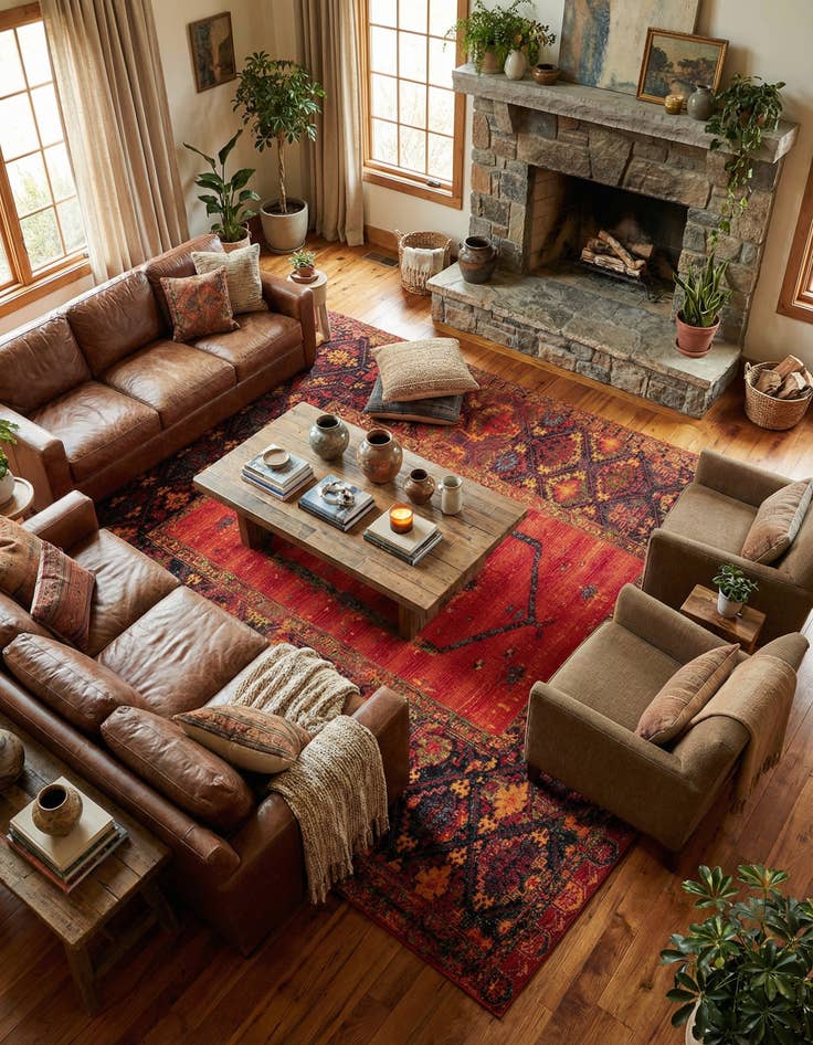 Detail image of 12' x 12' Easy-Clean Tribal Indoor / Outdoor Square Rug
