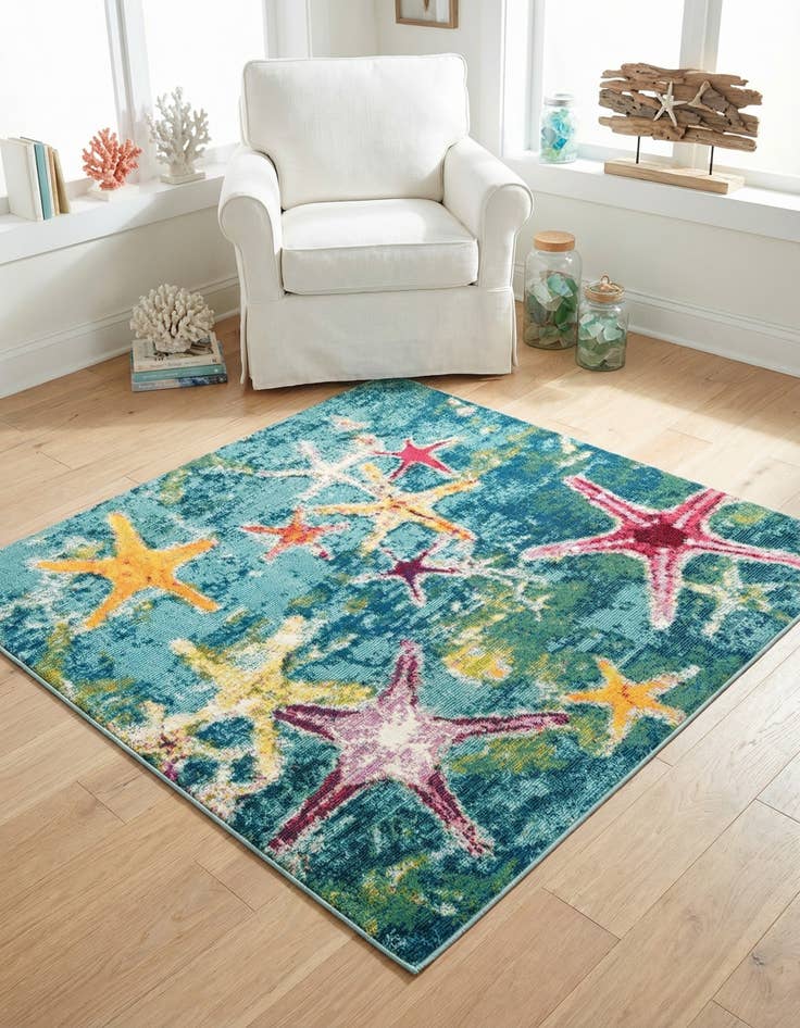 Detail image of 5' 3 x 5' 3 Washable Amalfi Square Rug