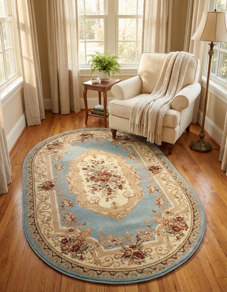 Detail image of 4' x 6' Classic Aubusson Oval Rug