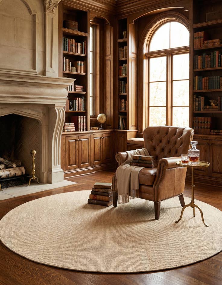 Detail image of 7' 10 x 7' 10 Hand Woven Jill Zarin English Manor Wool Round Rug