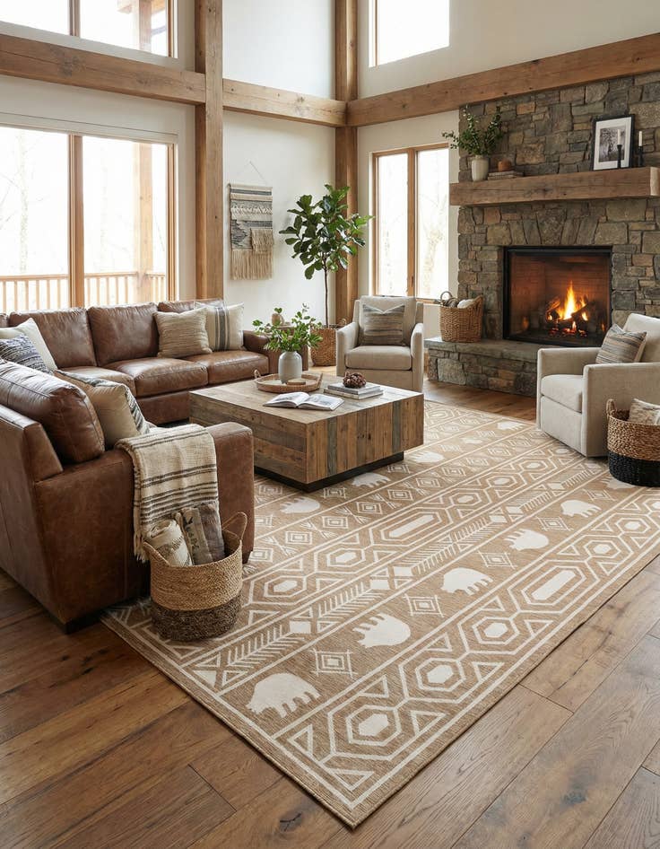 Detail image of 13' x 13'  Washable Southwestern Indoor / Outdoor Square Rug