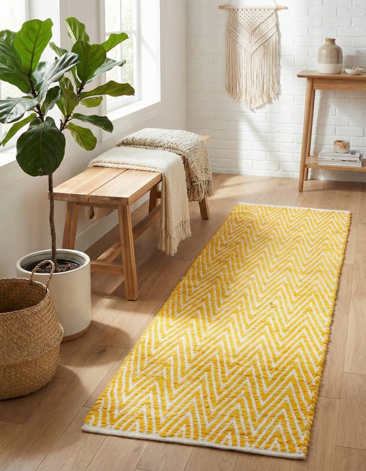 Detail image of 2' 2 x 6' 1 Hand Woven Chindi Chevron Runner Rug