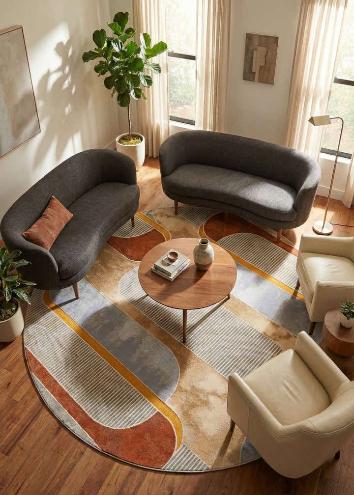 10' x 10' Easy-Clean Modern Indoor / Outdoor Round Rug