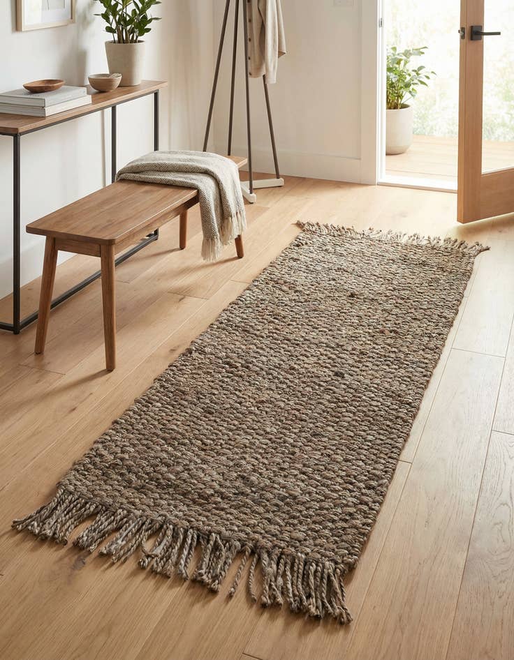 Detail image of 2' x 5' 1 Hand Woven Chunky Jute Runner Rug