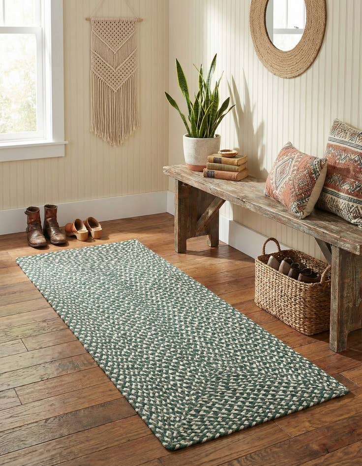 Detail image of 2' x 4' 1 Handmade Tweed Braided Jute Runner Rug