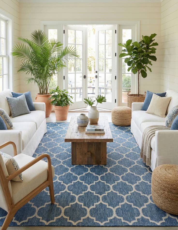 Detail image of 13' x 13'  Washable Trellis Indoor / Outdoor Square Rug