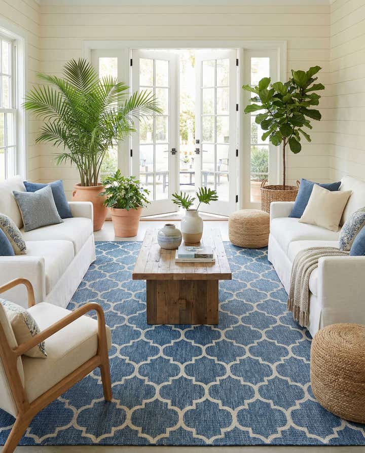 13' x 13' Easy-Clean Lattice Indoor / Outdoor Square Rug