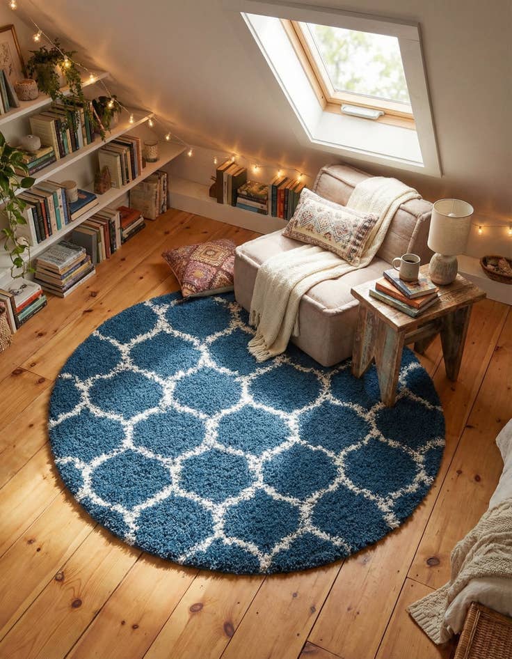 Detail image of 5' 3 x 5' 3 Trellis Shag Round Rug