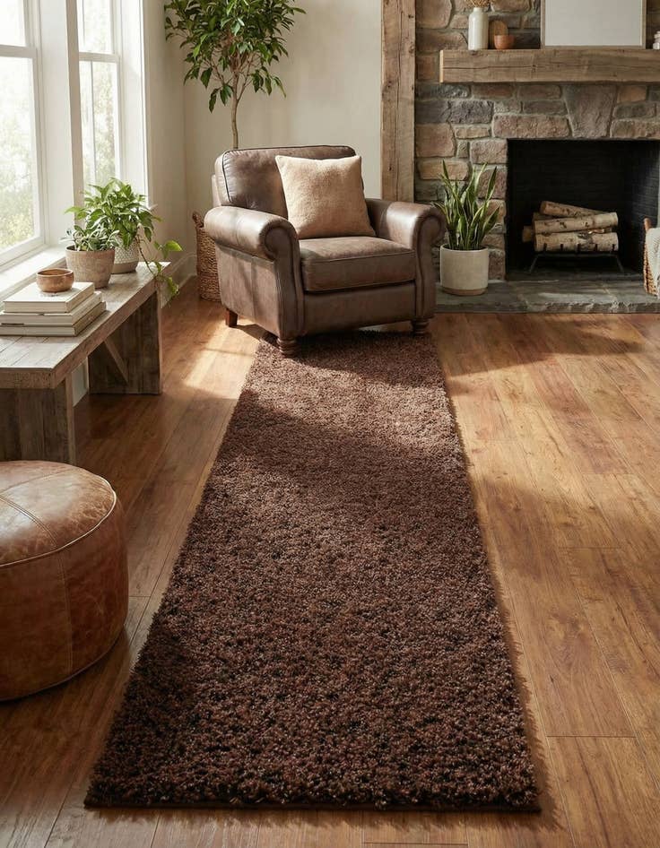 Detail image of 2' 7 x 12' Solid Shag Runner Rug