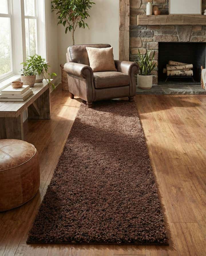 2' 7 x 12' Solid Shag Runner Rug