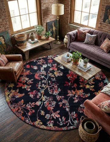 Navy Blue Carrington Round Rug