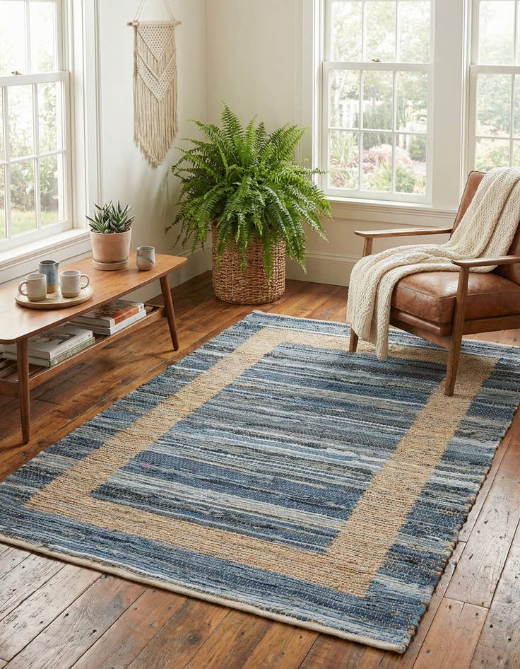 Detail image of 4' 1 x 6' 1  Hand Woven Chindi Jute Rug