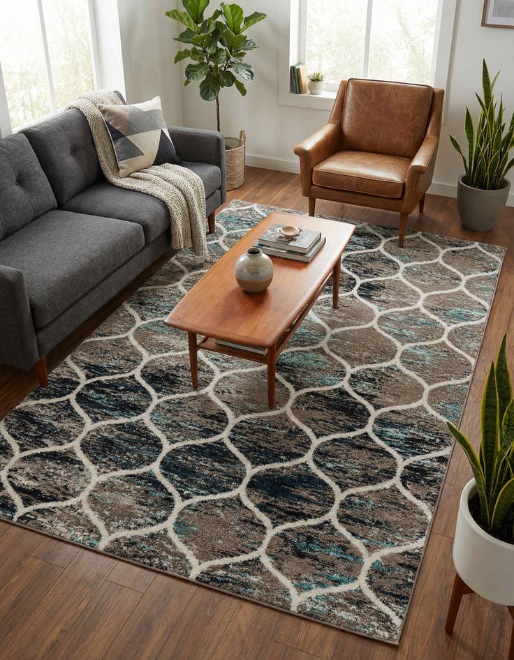 Detail image of 6' x 9' Lattice Frieze Rug