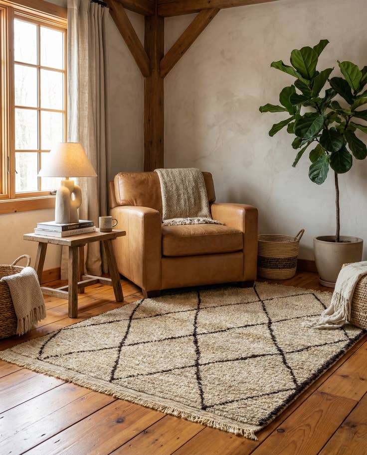 Detail image of 3' 6 x 4' 9 Hand Knotted Moroccan Wool Rug