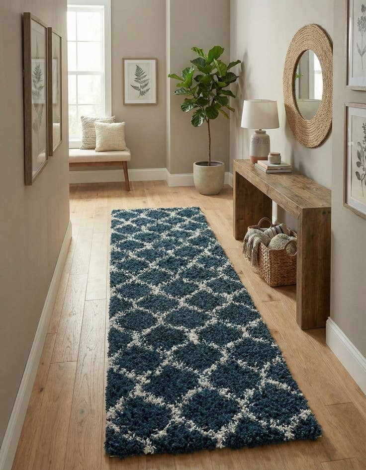 Detail image of 2' x 8' Trellis Shag Runner Rug