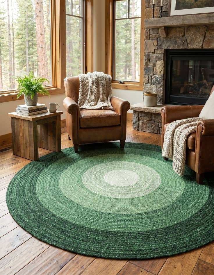 Detail image of 7' 10 x 7' 10 Handmade Hand Braided Wool Round Rug