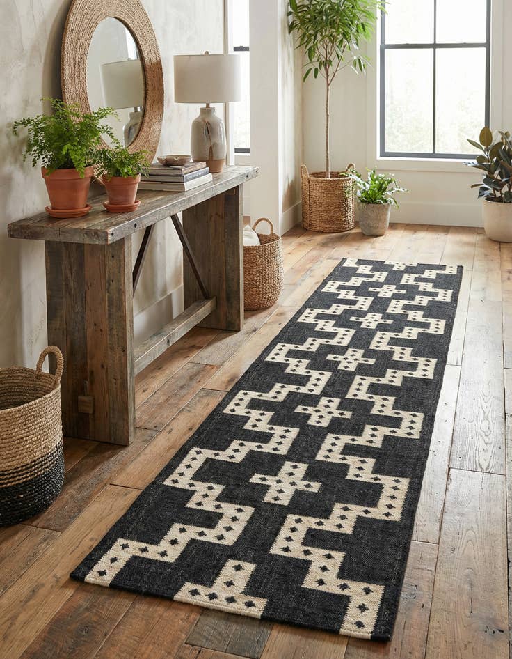 Detail image of 2' 7 x 12' Hand Woven Kilim Wool Runner Rug