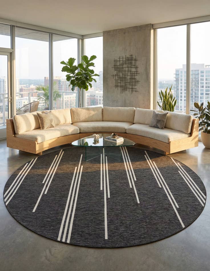 Detail image of 13' x 13' Easy-Clean Modern Indoor / Outdoor Round Rug