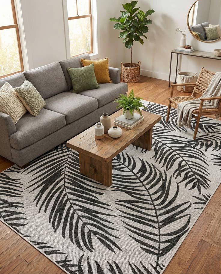 Detail image of 7' 10 x 11' Easy-Clean Botanical Indoor / Outdoor Rug