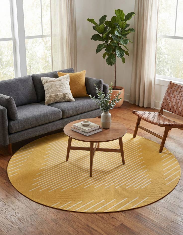 Detail image of 6' x 6'  Washable Modern Indoor / Outdoor Round Rug