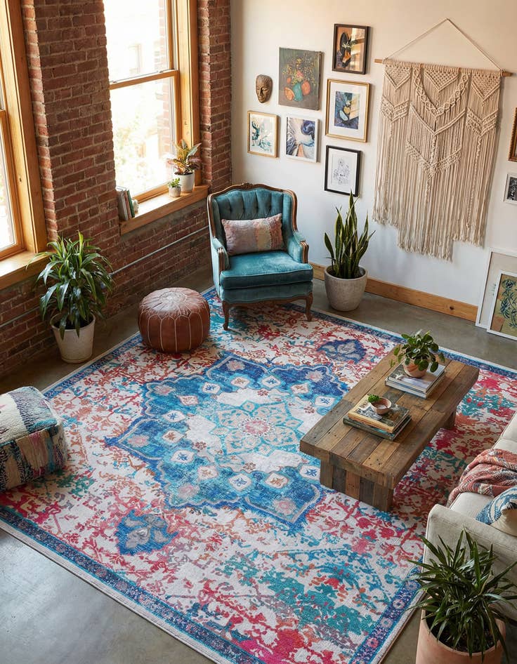 Detail image of 10' 6 x 10' 6 Washable Francesca Square Rug