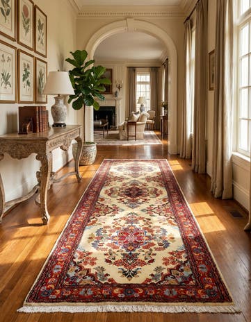 2' 7 x 6' 10 Hand Knotted Qom Persian Runner Rug
