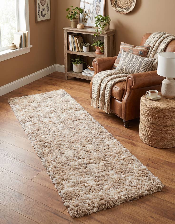 Detail image of 2' x 5' Moroccan Trellis Shag Runner Rug