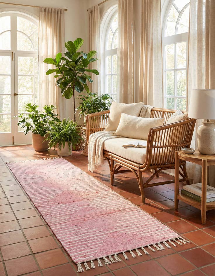 Detail image of 2' 7 x 10'  Hand Woven Chindi Cotton Runner Rug