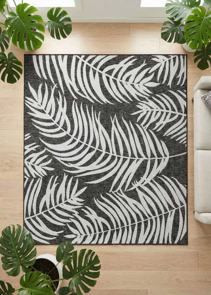 6' x 6' Easy-Clean Botanical Indoor / Outdoor Square Rug