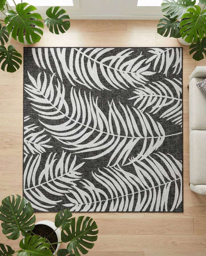 6' x 6' Easy-Clean Botanical Indoor / Outdoor Square Rug