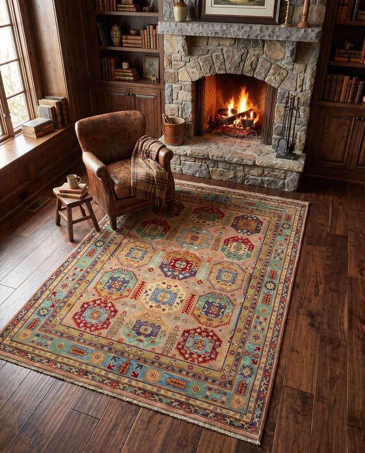 5' 7 x 7' 9 Hand Knotted Kazak Rug
